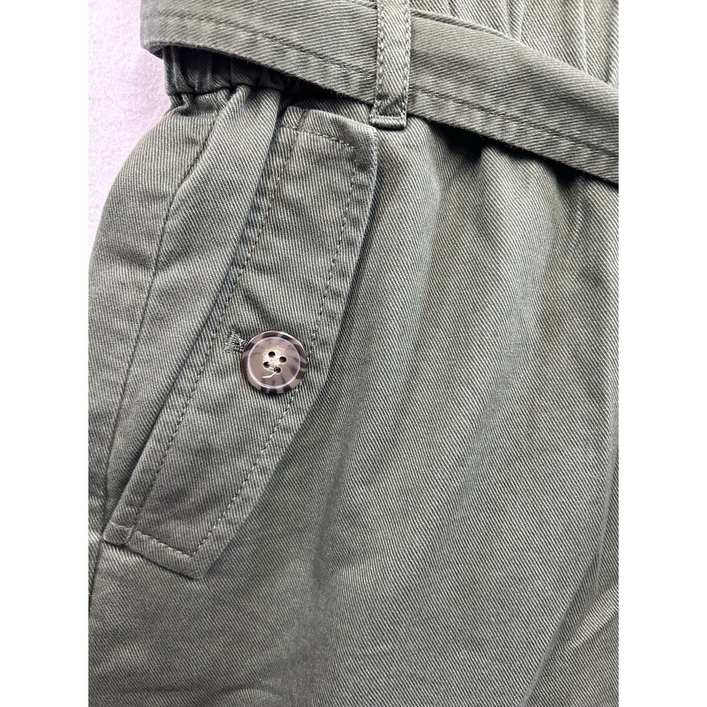 LOFT Women's Green Cotton Twill A-Line Mini Skirt 8T Tall Pockets Tie Waist NWT - Picture 4 of 4